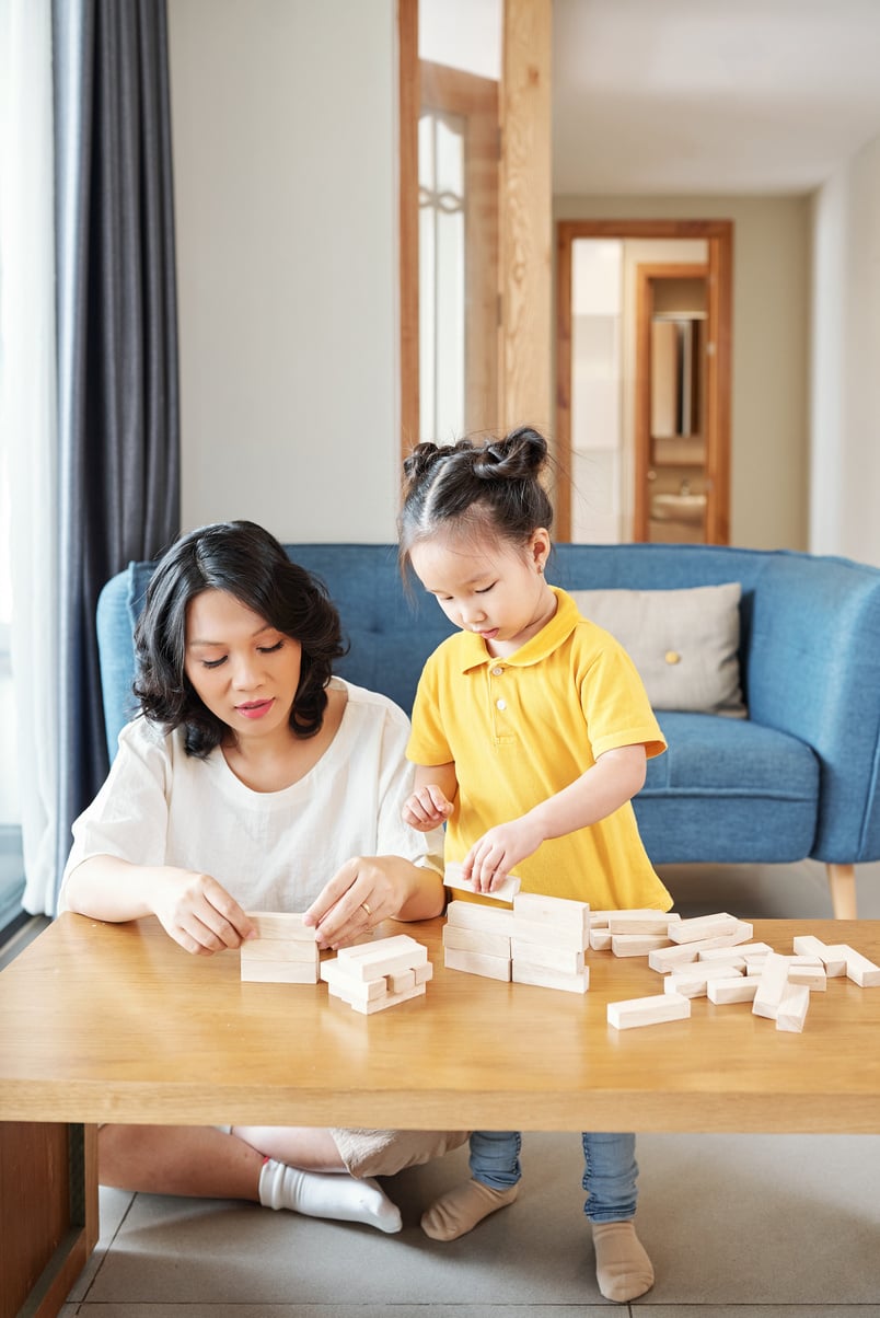 Mom and Daughter Playing Together